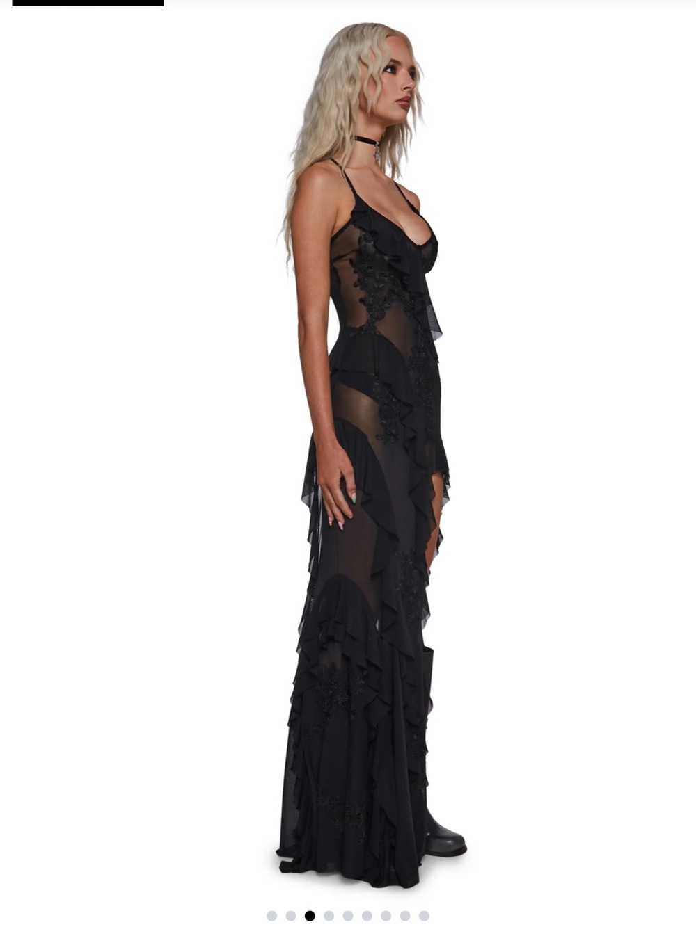 Viral sold out Dolls Kill Rebel Mon Amour sheer black maxi festival dress - Picture 3 of 8